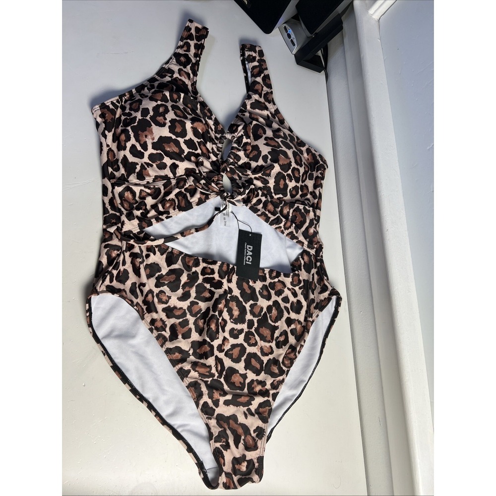 Women's size 20W DACI leopard animal print one piece swimsuit VCay New